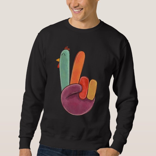 Moletom Turkey Peace Sign Thanksgiving (Frente)
