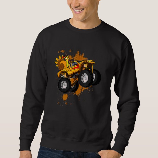 Moletom Turkey Riding Monster Truck Thanksgiving Men Women (Frente)