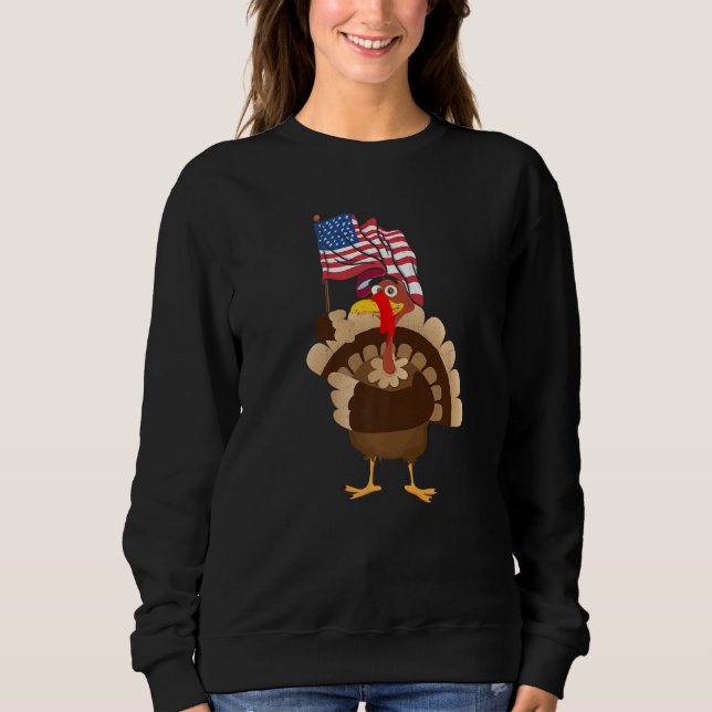 Moletom Turkey USA Flag Thanks Giving American  Thanksgivi (Frente)