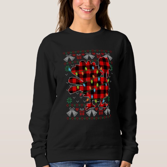 Moletom Turkey   Xmas Lights Ugly Christmas Sweater (Frente)