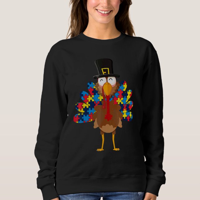 Moletom Turkeys Autism Thanksgiving Day   Boys Girls (Frente)