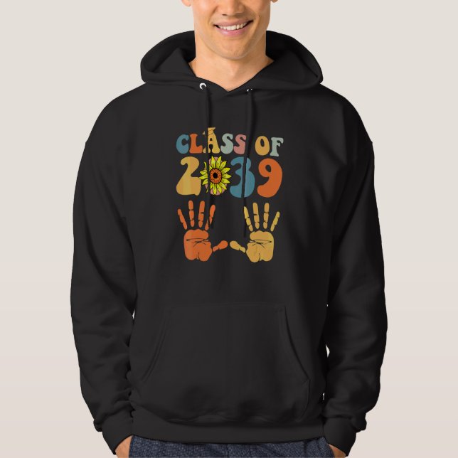 Moletom Turma De 2039 Cresça Comigo Impressão Da Mão Pré K (Frente)