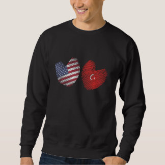 Moletom Turquia EUA Heart American Flag Turco Flag Love H