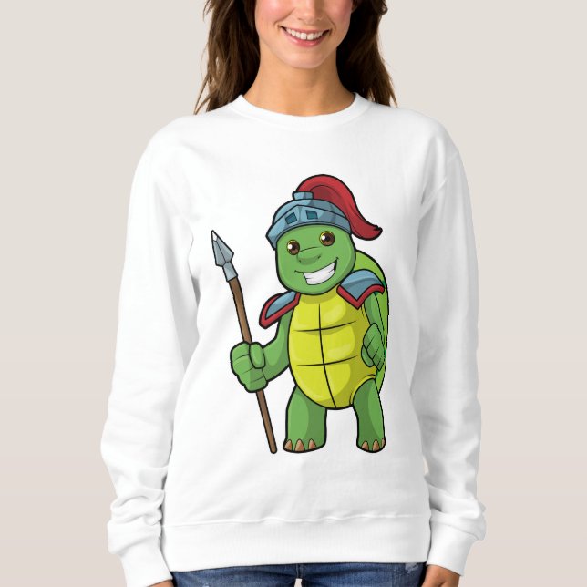 Moletom Turtle como guerreiro com Spear e Helmet (Frente)