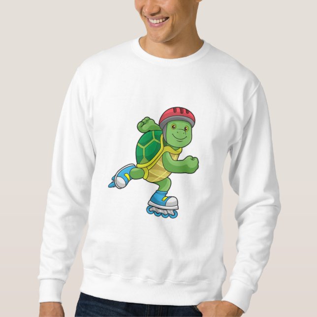 Moletom Turtle como skater com skates e capacete embutidos (Frente)