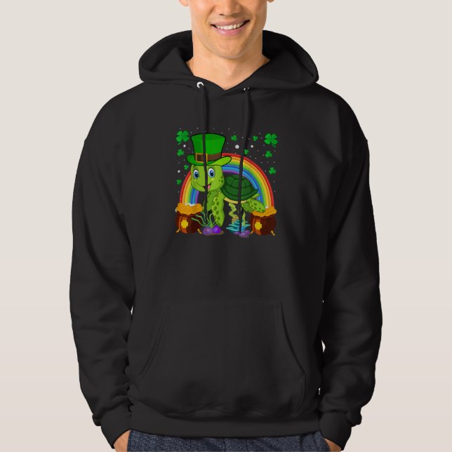 Moletom Turtle Leprechaun Hat Turtle Rainbow St Patrick's  (Frente)