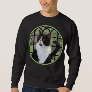 Moletom Tuxedo Cat em Pintura de Janela Arte Animal Origin