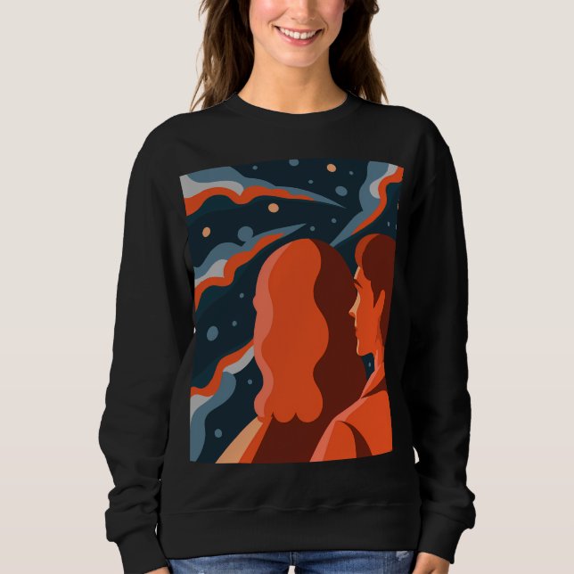 Moletom Two Figures Contemplating an Abstract Cosmic Scene (Frente)