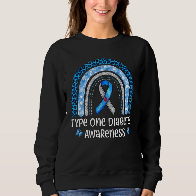 Moletom Type 1 Diabetes Awareness Bleached Rainbow leopard (Frente)