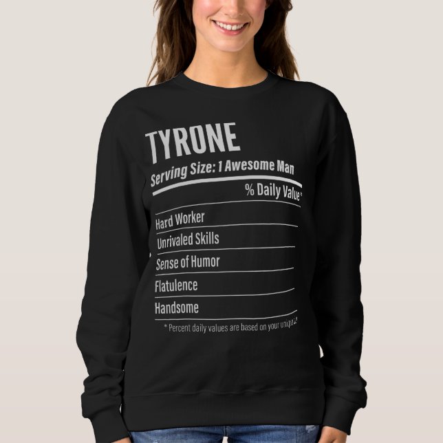 Moletom Tyrone Servindo Tamanho Nutrição Rótulo de Nutriçã (Frente)