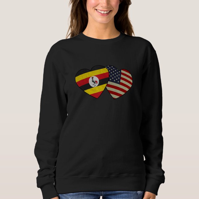 Moletom Ugandan American Couple Heart Love Flag Valentine (Frente)
