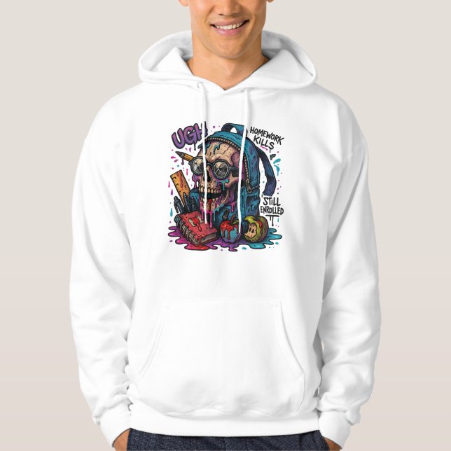 Moletom UGH! Roupas de caveira para trabalhos de casa (Frente)