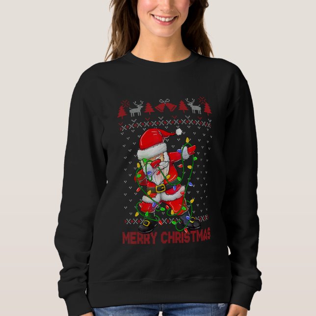 Moletom Ugly Christmas Dabbing Sweater  Santa Christmas Fa (Frente)