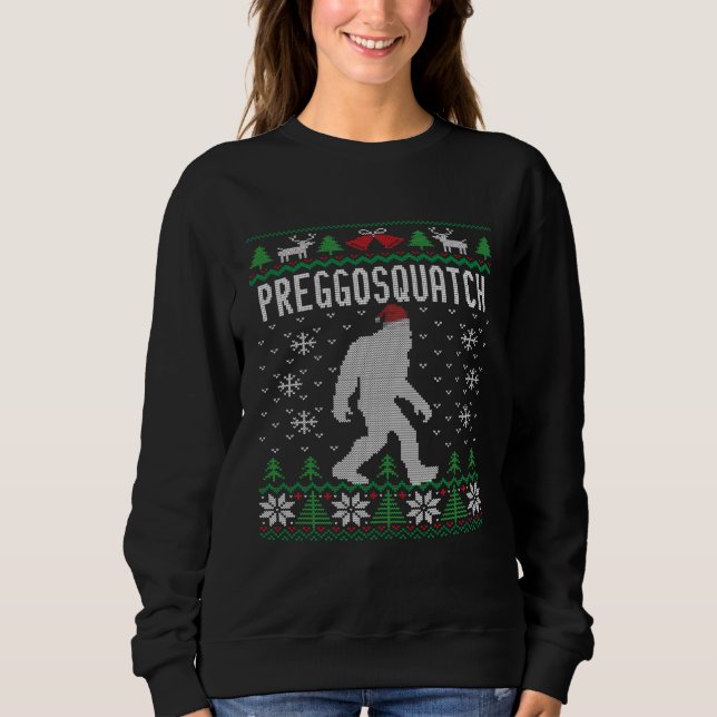 Moletom Ugly Christmas Family Sasquatch Pregnant Wife (Frente)
