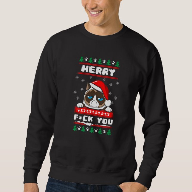 Moletom Ugly Christmas Grouchy Cat (Frente)