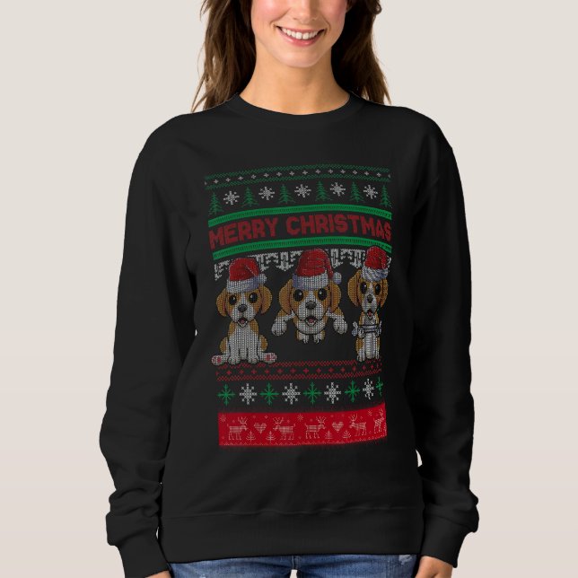 Moletom Ugly Christmas Sweater Beagle Cute Beagle Santa Ha (Frente)