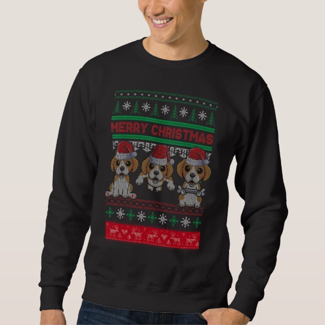 Moletom Ugly Christmas Sweater Beagle Cute Beagle Santa Ha (Frente)