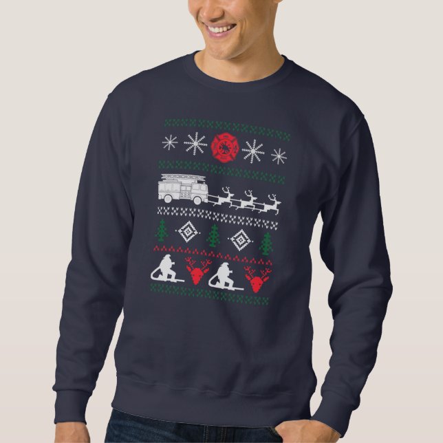 Moletom Ugly Christmas Sweater Design For A Firefighter  (Frente)