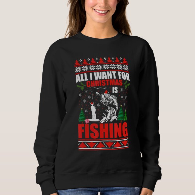 Moletom Ugly Christmas Sweater Fishing Cute Fishing Santa  (Frente)