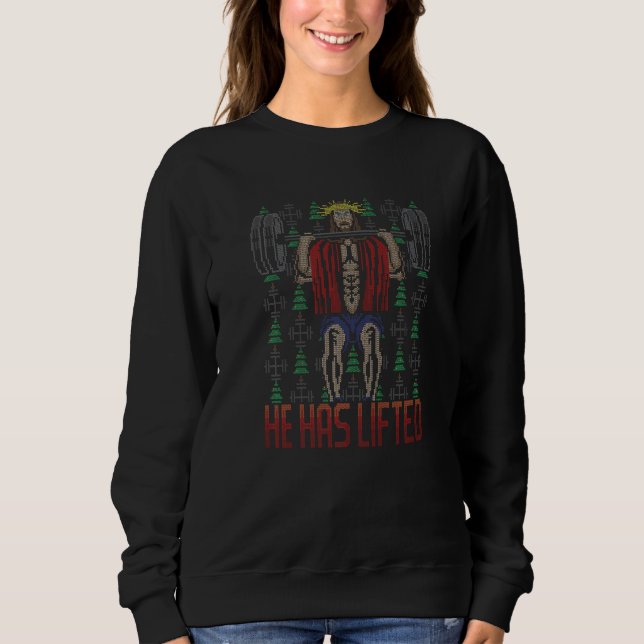 Moletom Ugly Christmas Sweater Jesus Gym Workout He Has Li (Frente)