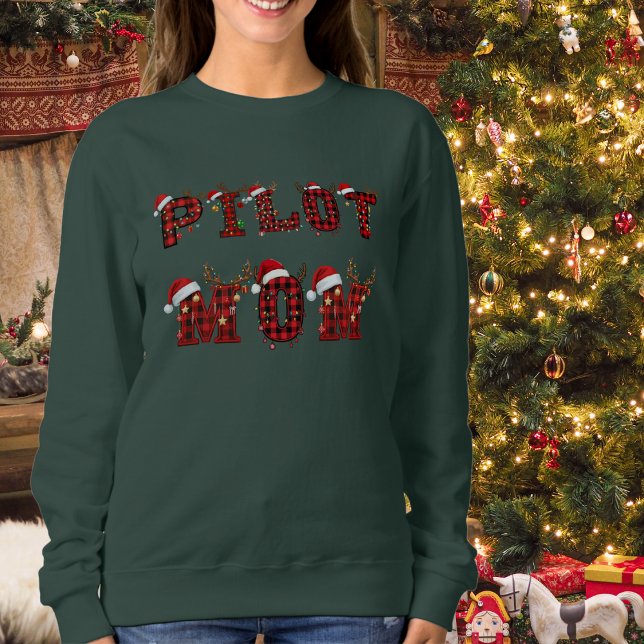 Moletom Ugly Christmas Sweater Pilot Mom Aviation Funny (Criador carregado)