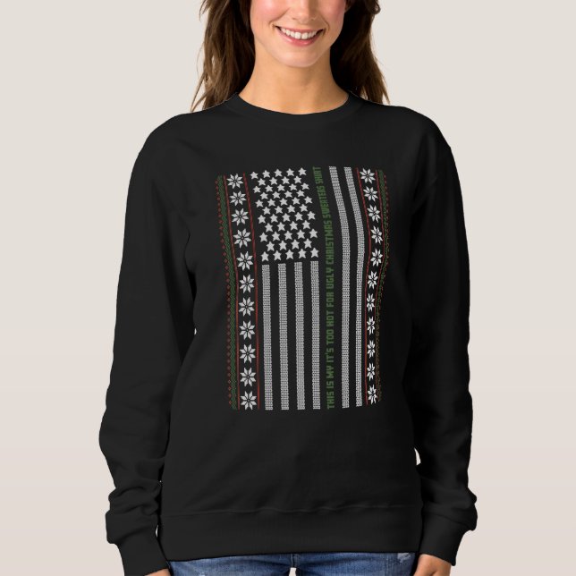 Moletom Ugly Christmas Sweater USA Flag Retro  Merry Chris (Frente)