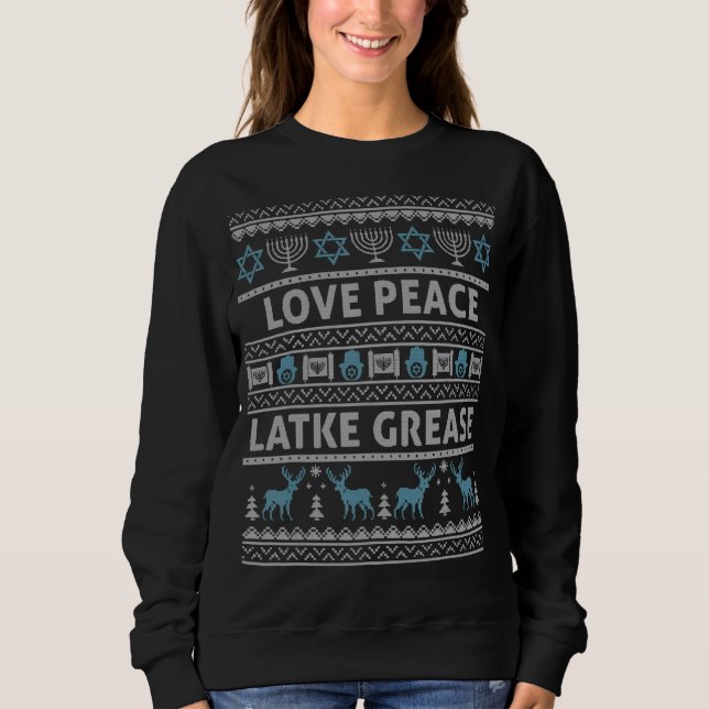 Moletom Ugly Hanukkah Sweater Ama Paz Trava Chan Grease (Frente)