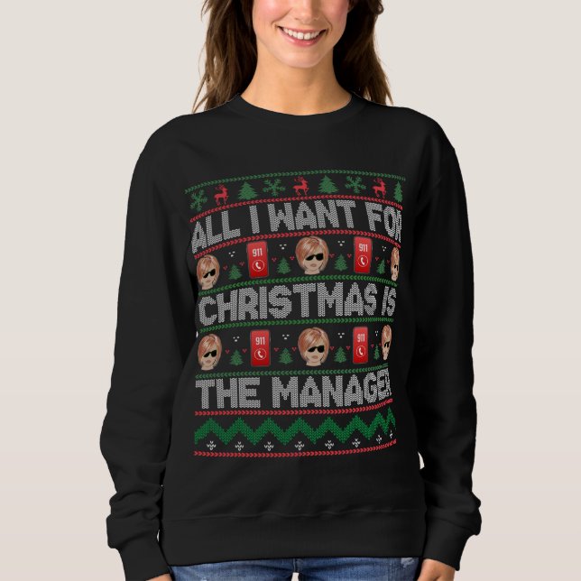 Moletom Ugly Karen Christmas Sweater Fala Com Seu Gerente (Frente)
