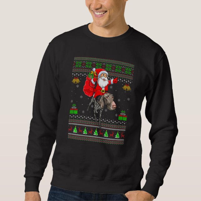 Moletom Ugly Santa Riding German Shorthaired Pointer Dog C (Frente)
