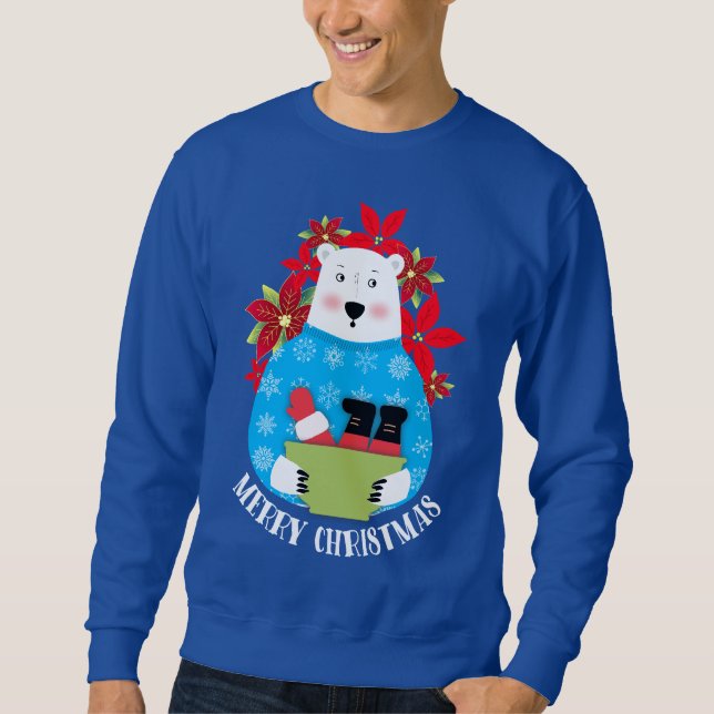 Moletom Ugly sweater Christmas polar bear eating Santa (Frente)