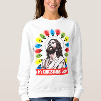 Moletom Ugly sweater Christmas tacky Jesus tree lights