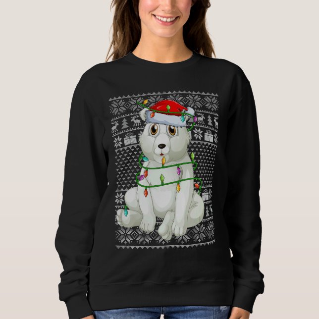 Moletom Ugly Sweater Style Xmas Lights Santa Polar Bear Ch (Frente)