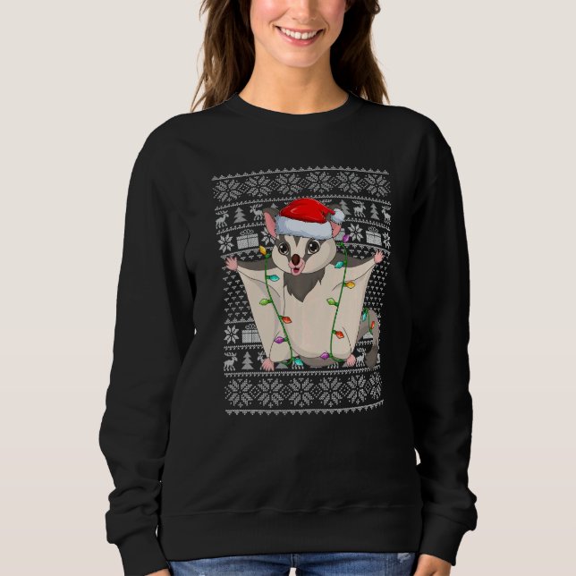 Moletom Ugly Sweater Style Xmas Lights Santa Sugar Glider  (Frente)