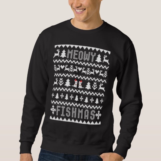 Moletom Ugly White Christmas   Meowy Fishmas (Frente)