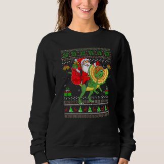 Moletom Ugly Xmas Santa Riding Dilophosaurus Dinosaur Chri