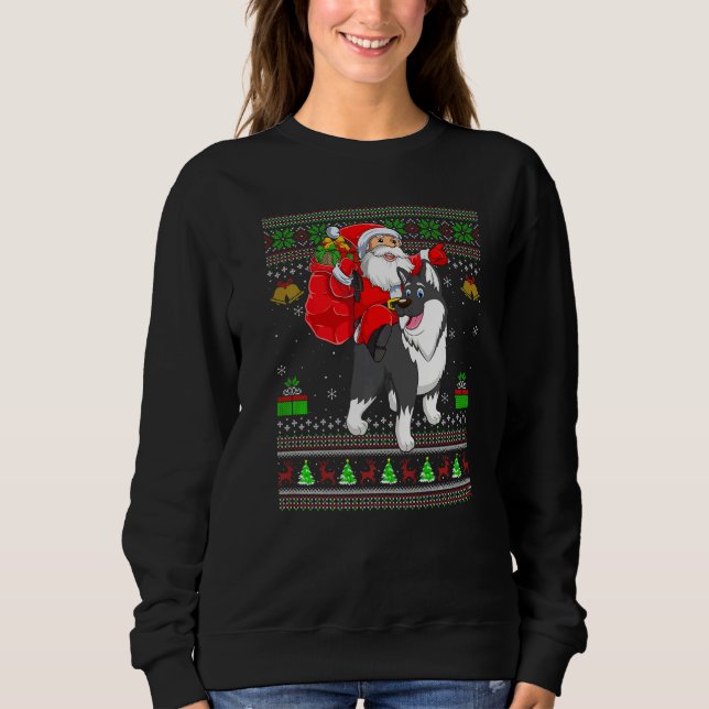 Moletom Ugly Xmas Santa Riding Malamute Dog Christmas (Frente)