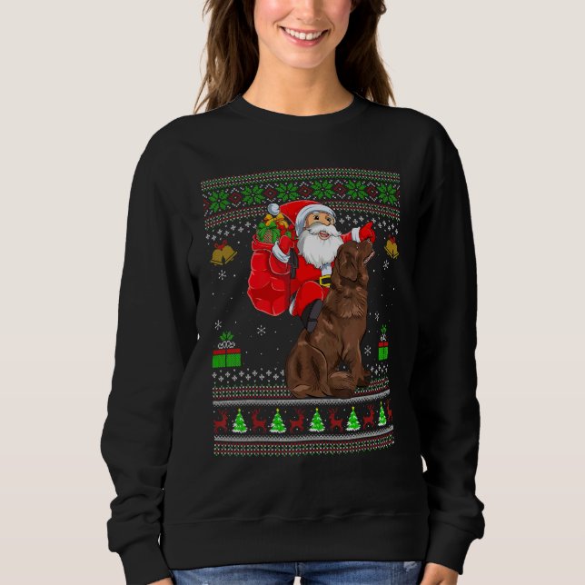 Moletom Ugly Xmas Santa Riding Newfoundland Dog Christmas (Frente)