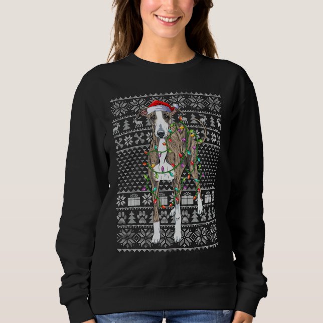 Moletom Ugly Xmas Sweater Style Italian Greyhound Dog Chri (Frente)
