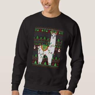 Moletom Ugly Xmas Sweater Style Lighting Alpaca Christmas 