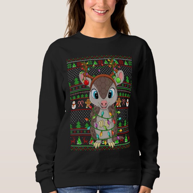 Moletom Ugly Xmas Sweater Style Lighting Armadillo Christm (Frente)