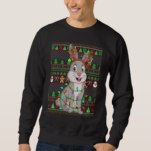 Moletom Ugly Xmas Sweater Style Lighting Bunny Christmas (Frente)