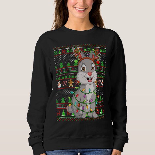 Moletom Ugly Xmas Sweater Style Lighting Bunny Christmas (Frente)