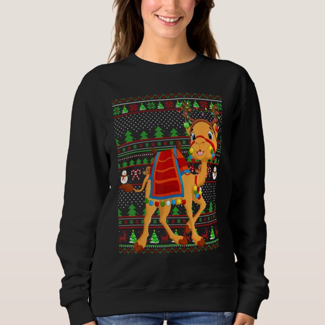 Moletom Ugly Xmas Sweater Style Lighting Camel Christmas (Frente)