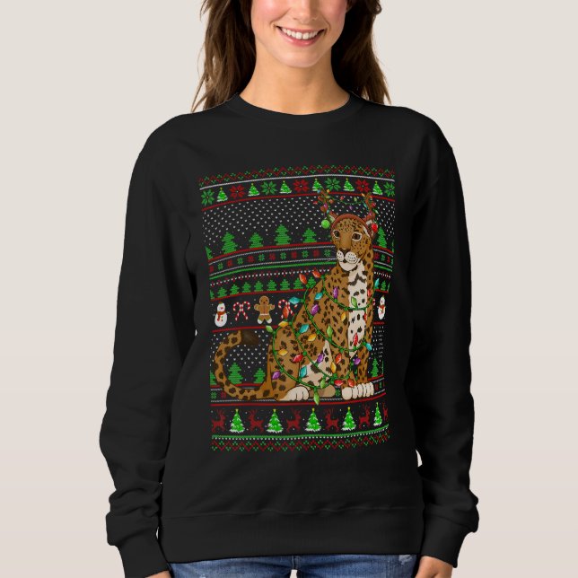 Moletom Ugly Xmas Sweater Style Lighting Jaguar Christmas (Frente)