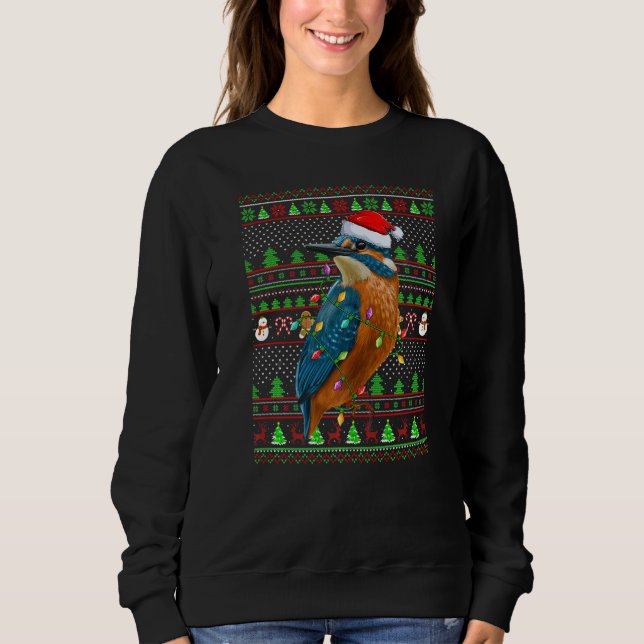 Moletom Ugly Xmas Sweater Style Lighting Kingfisher Bird C (Frente)