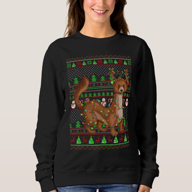 Moletom Ugly Xmas Sweater Style Lighting Mongoose Christma (Frente)