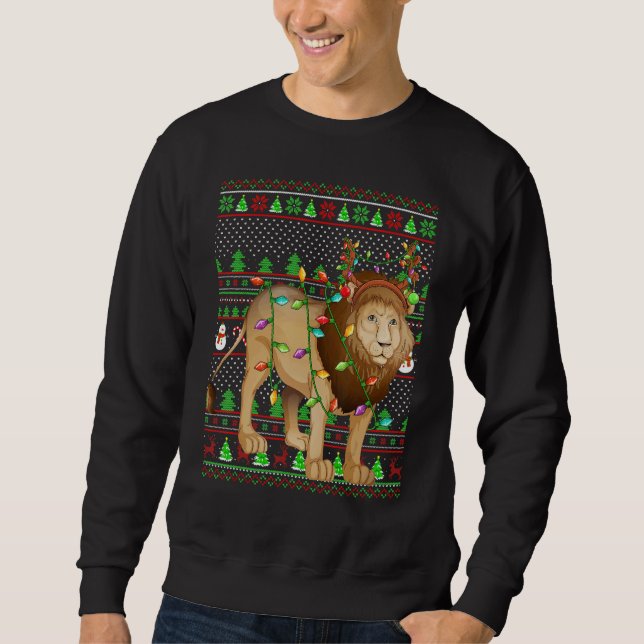 Moletom Ugly Xmas Sweater Style Lighting Mountain Lion Chr (Frente)