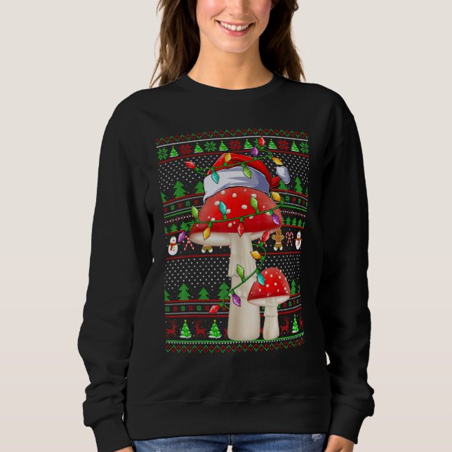 Moletom Ugly Xmas Sweater Style Lighting Mushroom Christma (Frente)