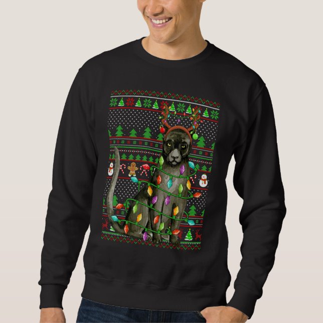 Moletom Ugly Xmas Sweater Style Lighting Panther Christmas (Frente)