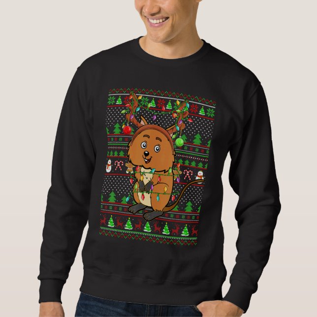 Moletom Ugly Xmas Sweater Style Lighting Quokka Christmas (Frente)